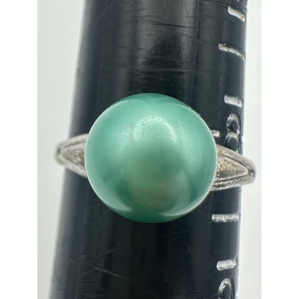 Vargas vintage 925 sterling silver faux seafoam green pearl ring 8.25